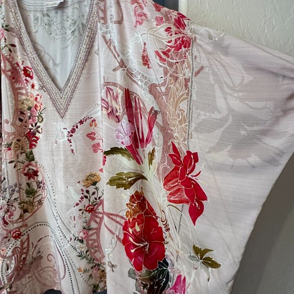 Camilla Franks O/S Crystal Embellished Silk Kaftan Beaded Dress PinksNEW—SOLD - Picture 2 of 16
